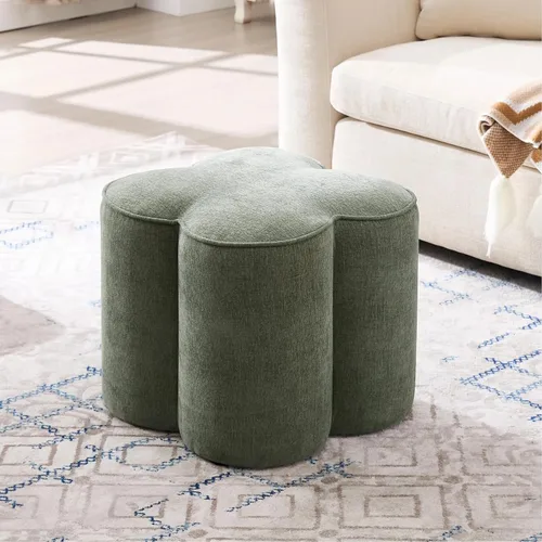 Miniatura 21 de Zesthouse Juego de 2 puf otomanos de flores, reposapiés de tela de lino beige para sofá, taburetes modernos para sala de estar, bonita otomana