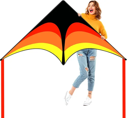 Miniatura 8 de Delta Kite para niños y adultos, fácil de volar, cometa de playa grande de una sola línea con mango de cuerda de 300 pies incluido, perfecta