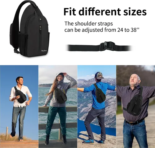 Miniatura 5 de MAYLISACC Bolso bandolera bandolera para hombres y mujeres, mochila con múltiples bolsillos para viajes, senderismo, mochila de pecho con llavero