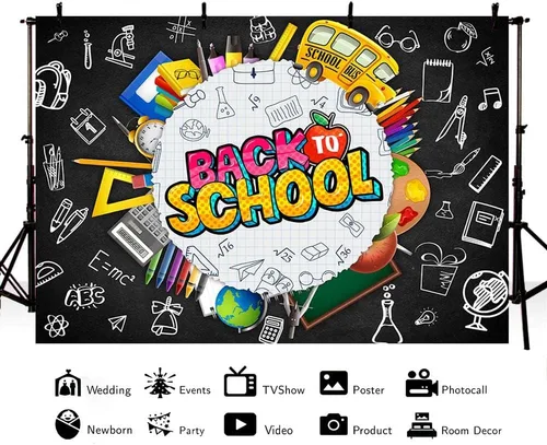 Miniatura 2 de MEHOFOND Telón de fondo de 8 x 6 pies para el regreso a clases, para estudiantes, profesores, pizarra para aula, bienvenida, regreso a la escuela