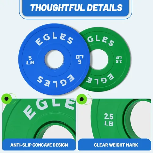 Miniatura 3 de Egles Juego de Placas de Cambio 1.25LB, 2.5LB, 5LB - Placas de Peso Recubiertas de Goma en Pares, Placas Bumper Olímpicas, Codificadas por