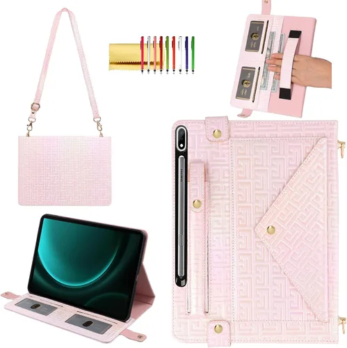 Miniatura 42 de Bolso Funda para Samsung Galaxy Tab S10 FE/S9 FE 10.9"/S9/S8/S7 11", Techcircle Folio con Soporte Cruzado, Billetera con Ranura para Lápiz S Pen