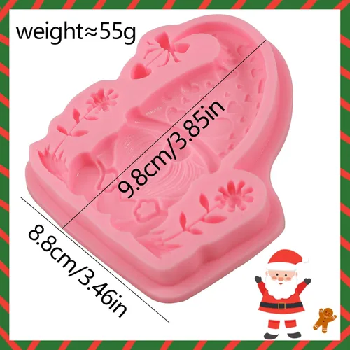 Miniatura 6 de 1 molde de silicona de gnomo de Navidad, lindo molde de decoración de pastel enano de Navidad, molde de fondant para dulces, chocolate, galletas