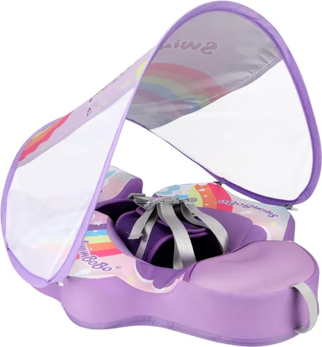 Miniatura 7 de Swimbobo - Flotadores para piscina con toldo no inflable, material de tela suave y agradable a la piel, flotador de natación infantil para niños