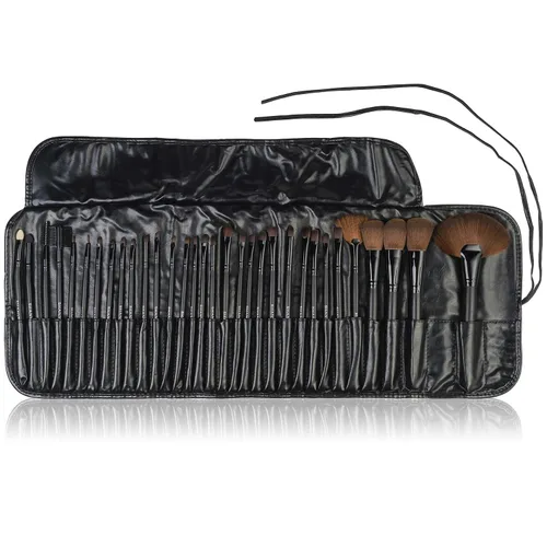 Miniatura 3 de Shany Juego de brochas con estuche de cuero, 24 unidades, Negro