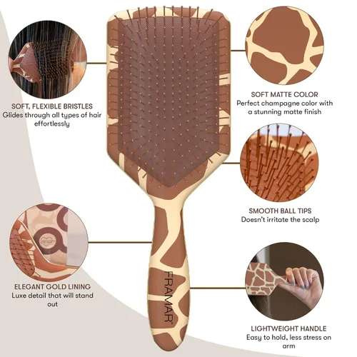 Miniatura 4 de FRAMAR Cepillo desenredante de pelo de pala, cepillo desenredante para mujeres, cepillo de pelo húmedo para niñas, cepillo desenredante de pelo