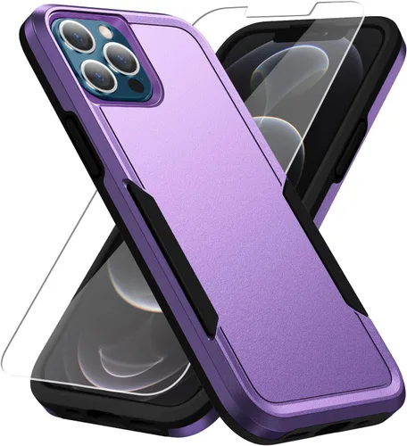 Miniatura 14 de Funda para iPhone 12 Pro Max, con protector de pantalla, [probada contra caídas de grado militar], resistente, resistente, a prueba de golpes