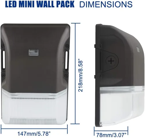 Miniatura 5 de dephen Paquete de pared LED de 30 W con fotocélula, iluminación exterior del atardecer al amanecer, 5000 K, 4050 lm, mini lámpara de seguridad