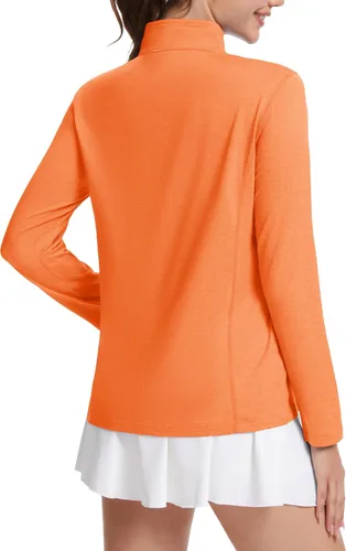 Miniatura 2 de MAGCOMSEN Camisetas de manga larga para mujer, con cremallera de 14, protección solar UPF 50+, secado rápido, para senderismo, atletismo