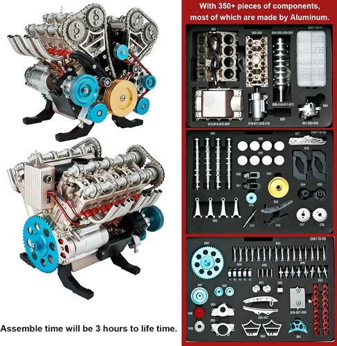 Miniatura 5 de DjuiinoStar Kit de montaje del modelo del motor del vehículo (más de 350 piezas, 3 horas de tiempo de montaje), modelo de funcionamiento del motor