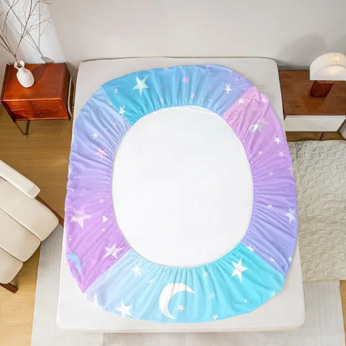 Miniatura 7 de Sábana bajera de galaxia tamaño individual, juego de ropa de cama con purpurina degradado para niños, niñas, niños y mujeres, decoración