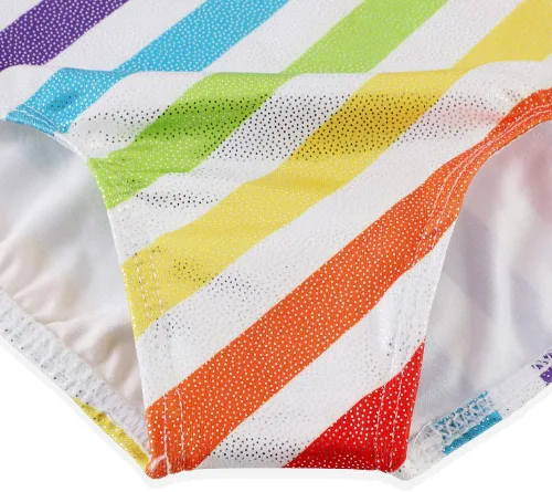 Miniatura 8 de HOZIY - Leotardos de manga larga para niñas, de gimnasia, para niños pequeños, trajes florales de unicornio, galaxia, arco iris, patrón de rayas