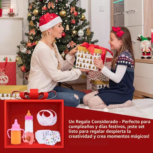 Miniatura 5 de CARANOVO Juego de accesorios para muñecas de bebé, 7 piezas, juego de alimentación y cuidado con botellas mágicas que desaparecen, chupete, pañales