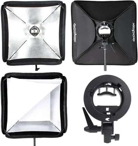 Miniatura 6 de Godox Caja suave de luz softbox de 24 x 24 pulgadas con soporte Godox tipo S Speedlite, kit de caja de luz portátil de montaje Bowens adecuado