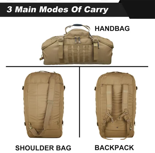 Miniatura 2 de Mochila militar 3 en 1 bolsa de viaje para gimnasio de fin de semana, despliegue de entrenamiento de viaje, Beige Bronceado, Bolsa de gimnasio 3 en 1