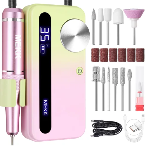 Miniatura 12 de Kit de taladro de uñas MEKK, taladro eléctrico profesional de 35000 RPM con 12 piezas de brocas, lima de uñas eléctrica anti-sacudida sin cable