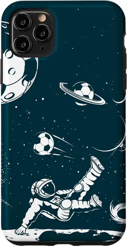 Miniatura 13 de Funda para iPhone 16 para teléfono de fútbol, amante del fútbol, jugador de fútbol espacial, funda de astronauta