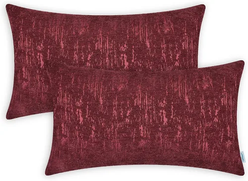 Miniatura 27 de CaliTime Juego de 2 fundas de cojín de felpilla súper suaves teñidas de mármol jacquard para sofá, decoración de casa rural, 18 x 18 pulgadas