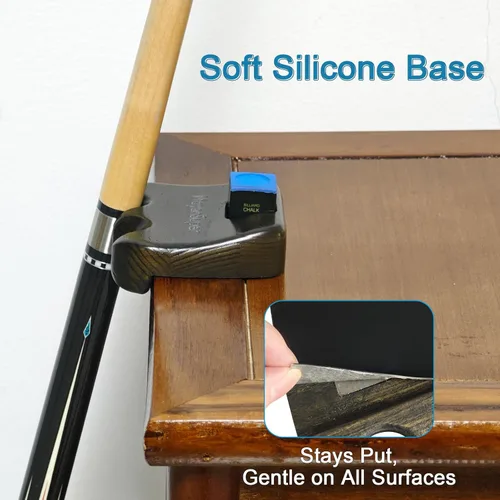 Miniatura 4 de Wood Pool Cue Holder Non-Slip Silicone Base Solid Wooden Construction Holds 2/3/4/5 Cues Weighted Metal Inside for Stability Billiard Accessory