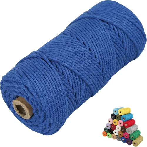 Miniatura 34 de Cordón de algodón para macramé, hilo torcido de 4 capas, cuerda de algodón natural, suministros perfectos de macramé, para hacer soportes colgantes