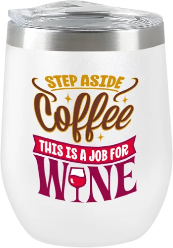 Miniatura 9 de Chris's Stuff Vaso de vino de 12 onzas – Taza de café helado con tapa a prueba de salpicaduras. Acero inoxidable de doble pared aislada al vacío