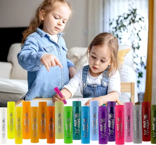 Miniatura 5 de TBC The Best Crafts Barras de pintura, 36 colores clásicos, lavables, no tóxicas, varillas de pintura al temple para niños y estudiantes