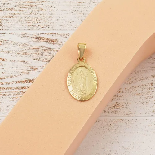 Miniatura 2 de PORI JEWELERS Oro amarillo de 14 quilates pequeño Virgen María Medallón religioso ovalado joyería fina regalo de bendición para mujeres niñas