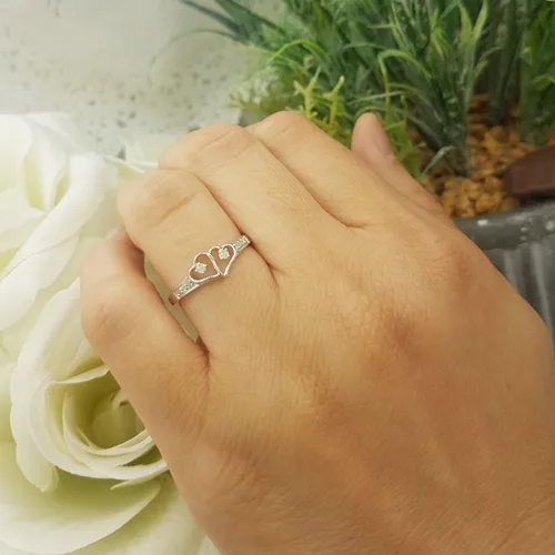 Miniatura 3 de Dazzlingrock Collection Anillo de compromiso de plata de ley con diamantes blancos redondos de 0,15 quilates (quilates)