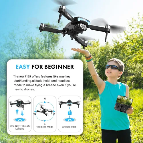 Miniatura 2 de Dron con cámara para adultos 1080P HD, mini dron con evitar obstáculos 50 minutos de tiempo de vuelo largo, cuadricóptero RC plegable con motor sin