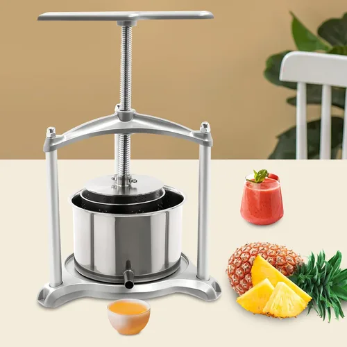 Miniatura 2 de Prensa de vino de frutas, prensa de sidra de acero inoxidable con mango en T para sidra, vino de uva o jugo suministros y equipo (3L)