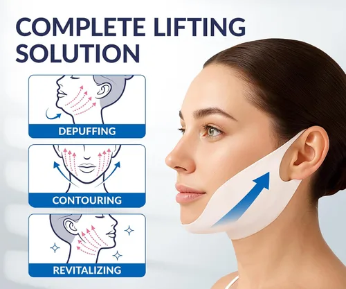 Miniatura 4 de STYLIA V Line - Máscara facial de colágeno de elevación – Levanta, reafirma y contornea la mandíbula – Correa de doble barbilla con ácido Azul