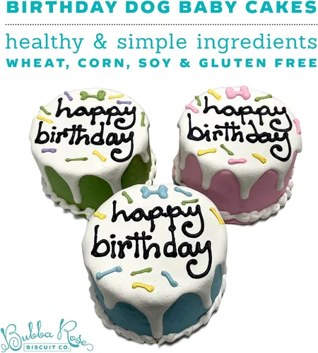 Miniatura 3 de Bubba Rose Biscuit Company: Blue Dog Birthday Baby Cake - Textura crujiente de galletas - Golosina natural gourmet para mascotas - Pastel