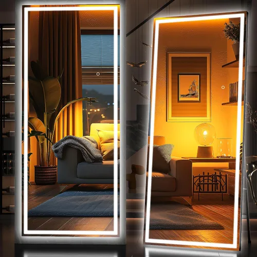 Miniatura 25 de Hasipu Espejo de longitud completa con luces, espejo de pie LED de 65 x 22 pulgadas, espejo de cuerpo completo para vestirse, espejo montado
