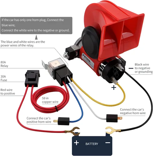 Miniatura 6 de FARBIN - Bocina de aire mini de 12 V, 150 db, súper fuerte, claxon compacto para automóvil con compresor y arnés de cableado para cualquier vehículo