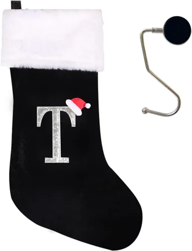 Miniatura 27 de Medias de Navidad de 20 pulgadas con monograma, letras, medias súper suaves grandes de Navidad, medias de monograma rojo para Navidad, regalo