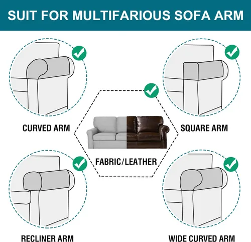 Miniatura 5 de Turquoize Fundas elásticas para reposabrazos para sillas y sofás, fundas para reposabrazos de sofá de elastano y jacquard, protector de muebles