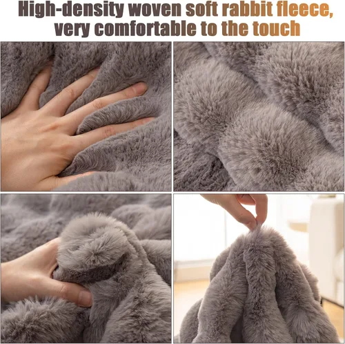 Miniatura 5 de LiveGo Funda de cojín antideslizante para sofá de felpa gruesa de conejo 2023, funda de almohada de piel sintética súper suave, fundas de cojín Gris