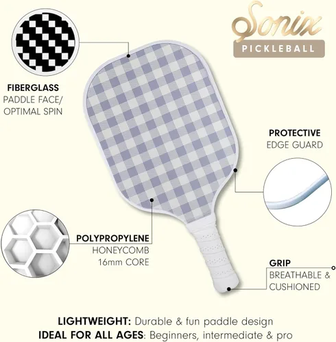 Miniatura 2 de Sonix Aprobado por USAPA Juego de 2 palas de pickleball Juego de pickleball de superficie de fibra de vidrio con 2 raquetas, 4 bolas y bolsa