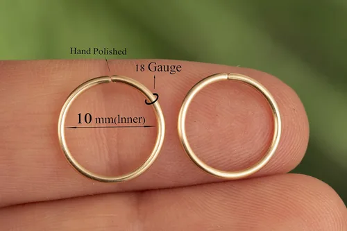Miniatura 25 de Aretes de aro de oro de plata – Aretes de aro para mujer, dos piezas de aros de plata fina rellenos de oro, aro de hélice, anillo de tragus, aro