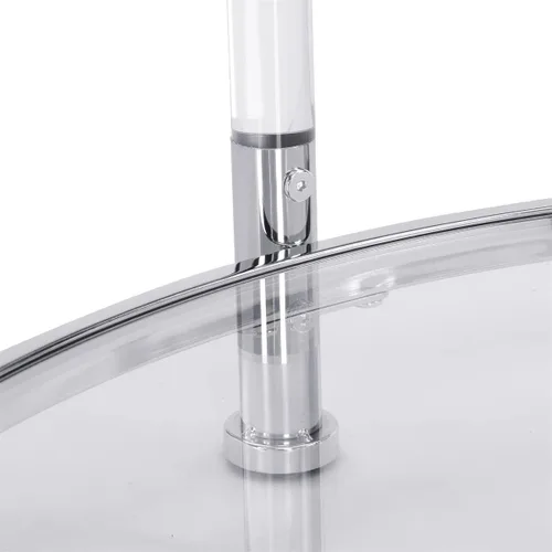 Miniatura 5 de LKTART Mesa de centro de cristal templado transparente Chrome Silver Mesa de vidrio templado para sala de estar, dormitorio, oficina