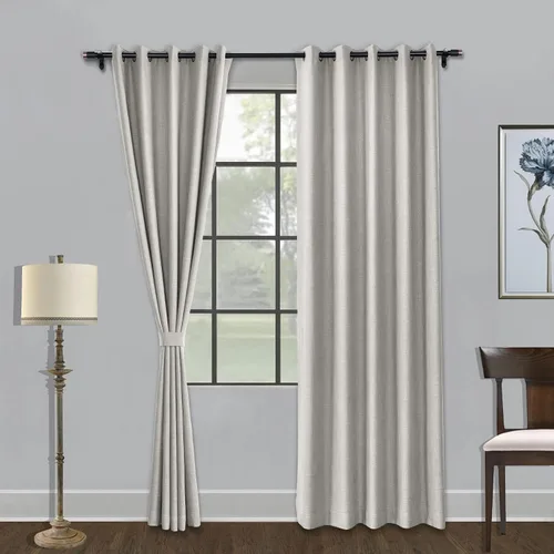 Miniatura 17 de Fcosie Cortinas opacas de 84 pulgadas de largo con textura de lino, con aislamiento térmico, con ojales en la parte superior con forro opaco blanco