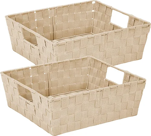Miniatura 11 de Simplify Cesta rectangular de acero aleado de 15 x 13 x 5 pulgadas con 2 asas de transporte integradas, color negro