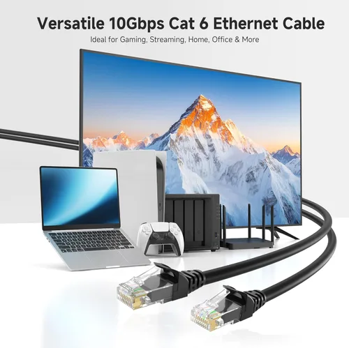 Miniatura 2 de Cable Matters - Cable Ethernet Cat 6 sin enganches corto de 10 Gbps - 1 pie, cable Cat 6, cable Cat6, cable Ethernet, negro