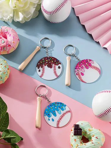 Miniatura 4 de Taiyin 18 juegos de llaveros acrílicos de béisbol y sóftbol a granel para bolsa de pelotas de bricolaje, regalos de fiesta deportiva, mini dijes