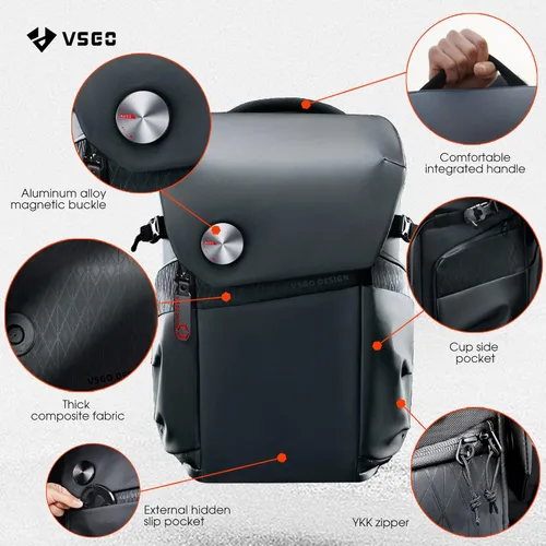 Miniatura 3 de VSGO Mochila negra para cámara Snipe de 16 litros, ligera, 2.4 lbs, bolsa de fotografía profesional DSLR/SLR para Sony, Canon, cámaras Nikon