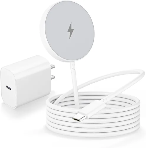 Cargador inalámbrico magnético para iPhone, [certificado Apple MFi] Cable de carga Apple Mag-Safe de 6 pies, almohadilla de carga inalámbrica con