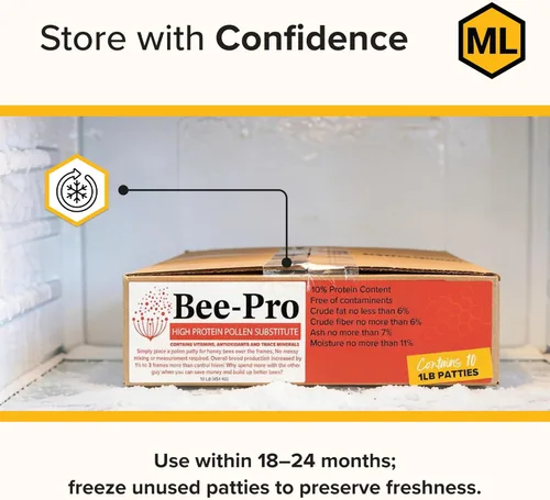 Miniatura 6 de Mann Lake Bee-Pro Patties, Mejoradas con Ayuda Digestiva Pro Health, Impulsa la Producción de Crías, Sustituto Proteico de Polen, 10 Libras