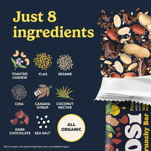 Miniatura 5 de Tosi Organic SuperBites Snacks veganos, 2.4 onzas (paquete de 12), sin gluten, Omega 3s, barras de proteína vegetal con lino y semillas de chía