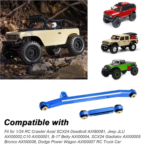 Miniatura 2 de Hobbypark Varilla de dirección de aluminio Enlaces de amarre de alto ajuste para Axial SCX24 Gladiator Bronco C10 JLU Deadbolt B17 1/24 RC Crawler