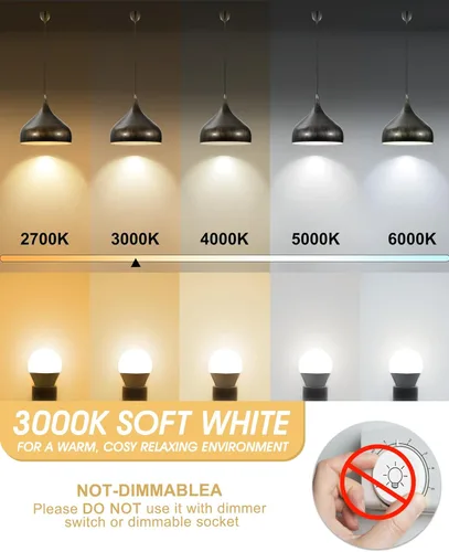 Miniatura 3 de EvaStary Bombilla para ventilador de techo E12 base candelabro, 3000K blanco cálido equivalente a 60 W, bombillas LED de candelabro E12, 6 W 600 lm